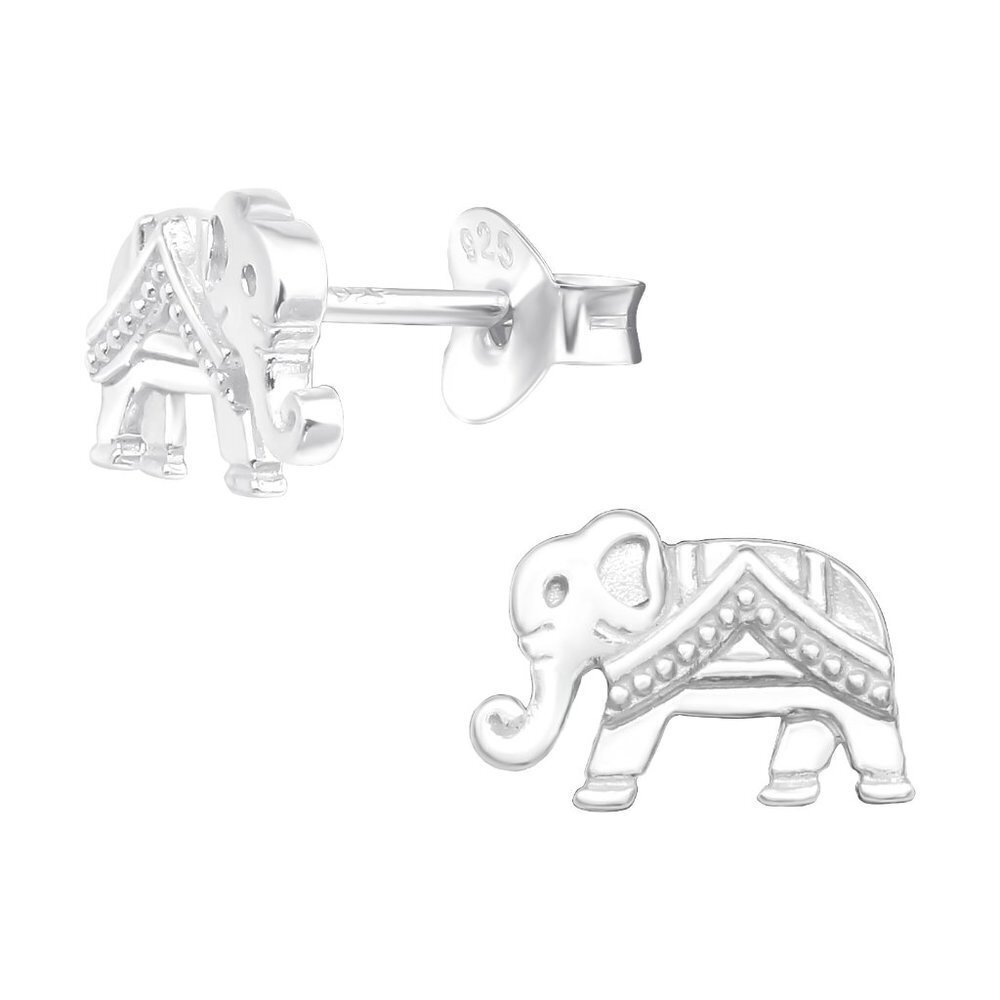 Sterling Silver Elephant Simple Stud Earrings